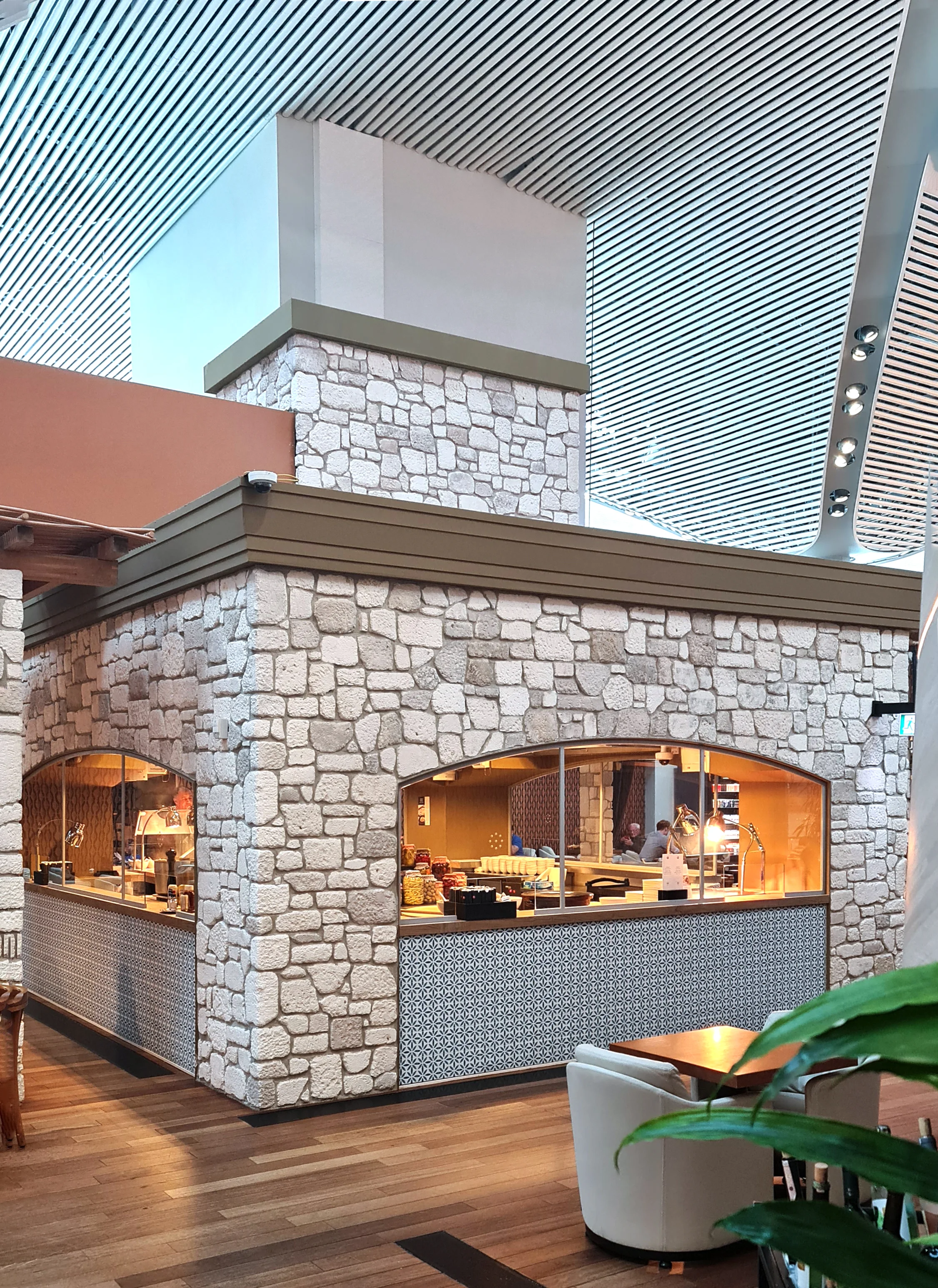 Istanbul Airport business lounge stone kiosk